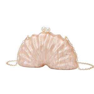 Apricot Shell-Shaped Acrylic Evening Clutch for Weddings